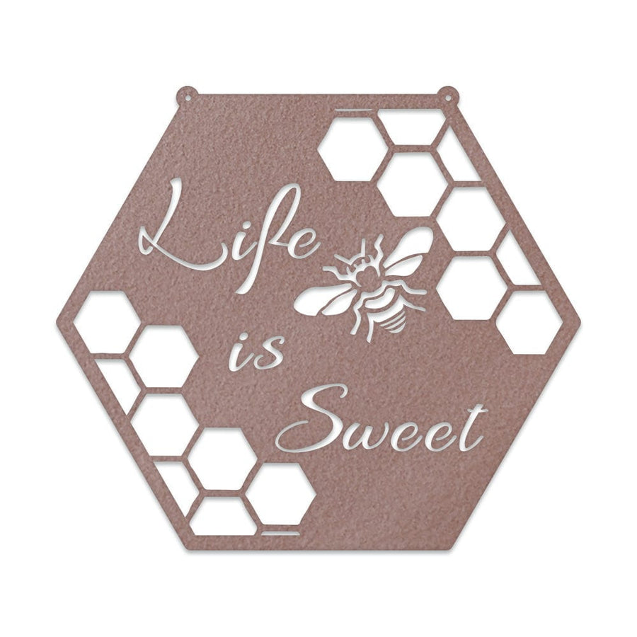 Bee Honeycomb "Life is Sweet" - Bee Hive Metal Sign