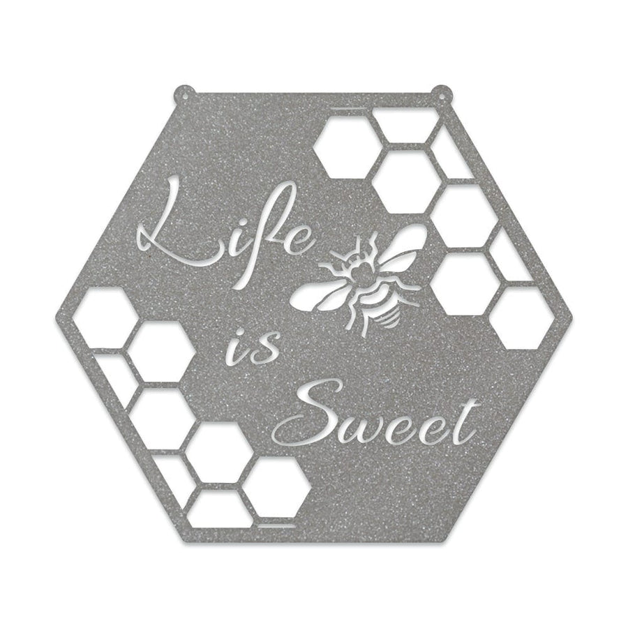 Bee Honeycomb "Life is Sweet" - Bee Hive Metal Sign