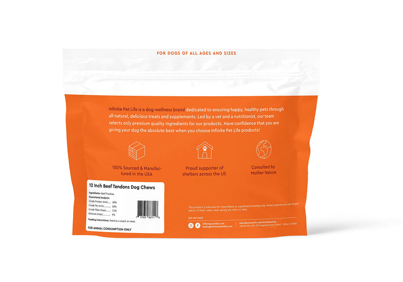 Infinite Pet Life Focused Fido Beef Tendon Chews for Dogs 6 Count Bag | Made in The USA | Beef Chew Rawhide by Infinite Pet