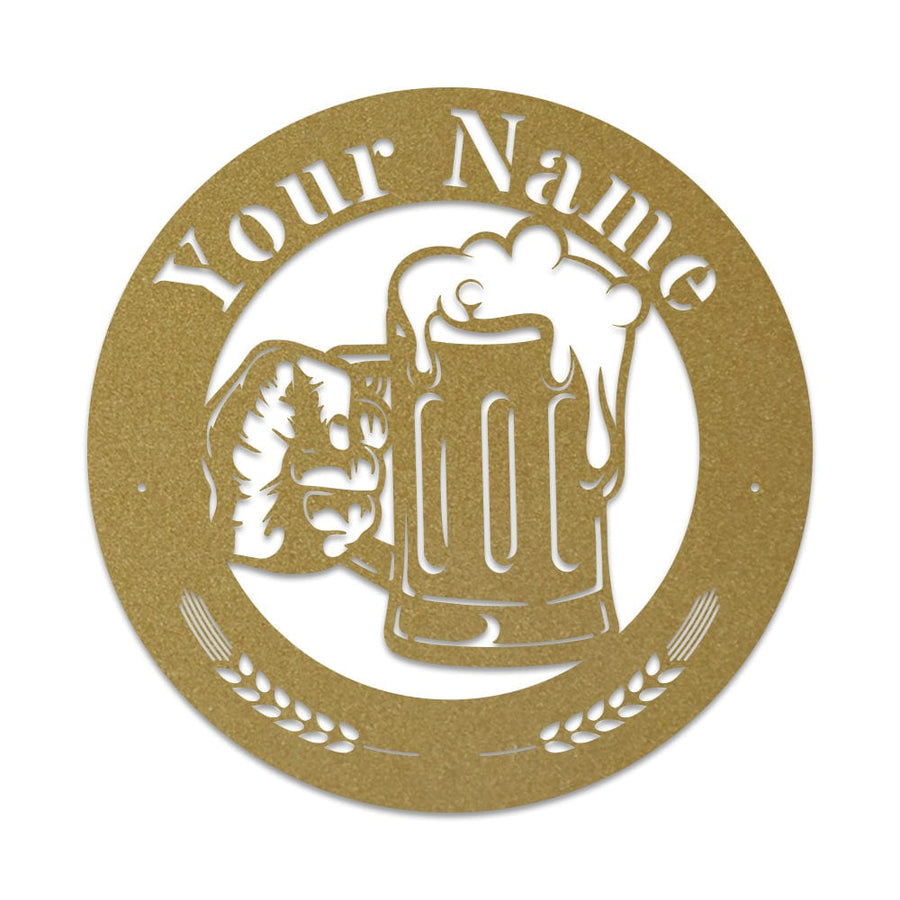 Beer Mug Metal Sign - Custom Circle Monogram Design | Durable Outdoor Decor