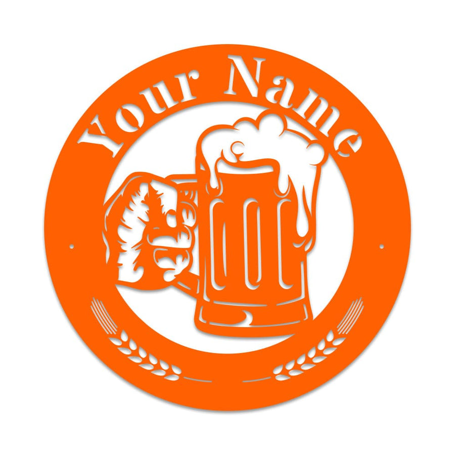 Beer Mug Metal Sign - Custom Circle Monogram Design | Durable Outdoor Decor