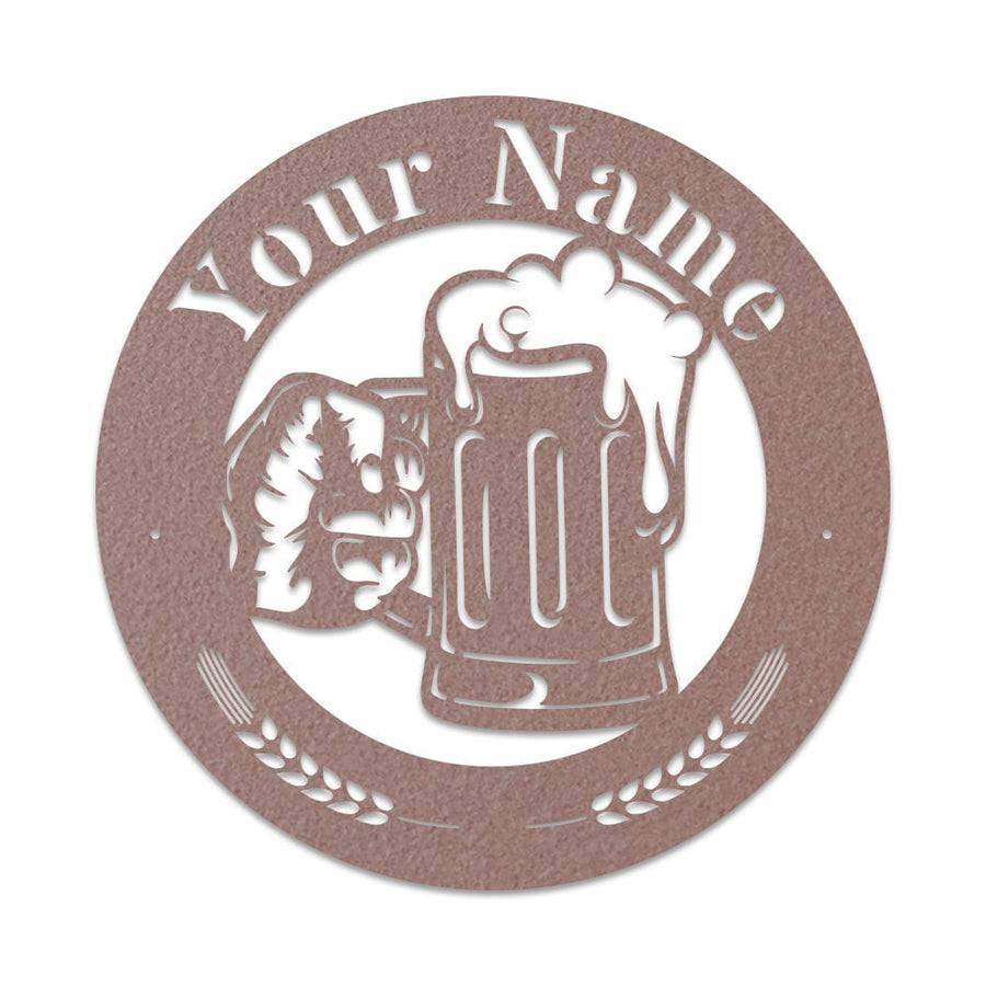 Beer Mug Metal Sign - Custom Circle Monogram Design | Durable Outdoor Decor