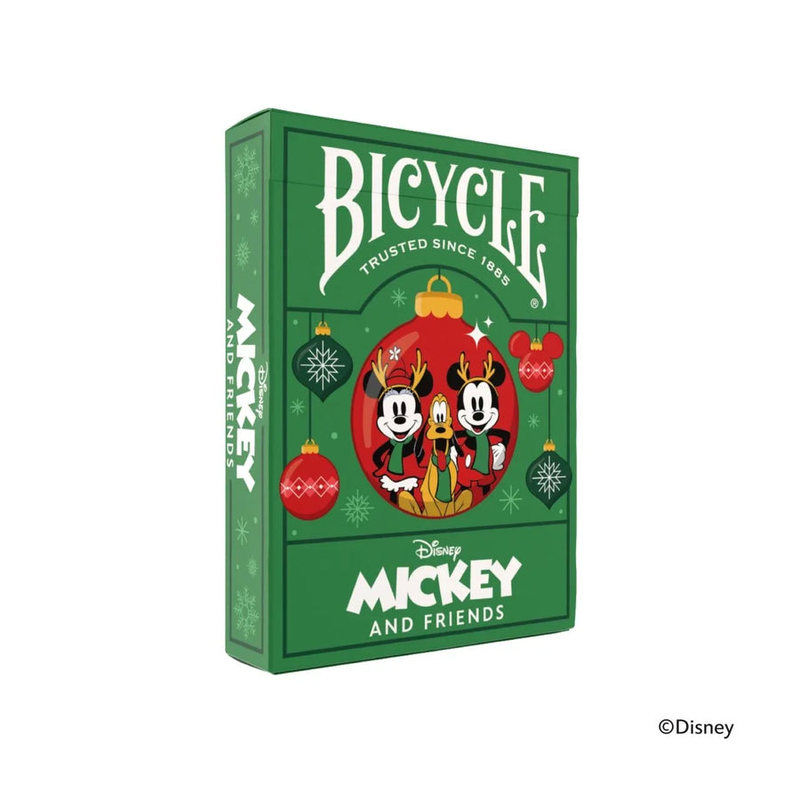 Green Bicycle Mickey and Friends Holiday tuck with ornament artwork