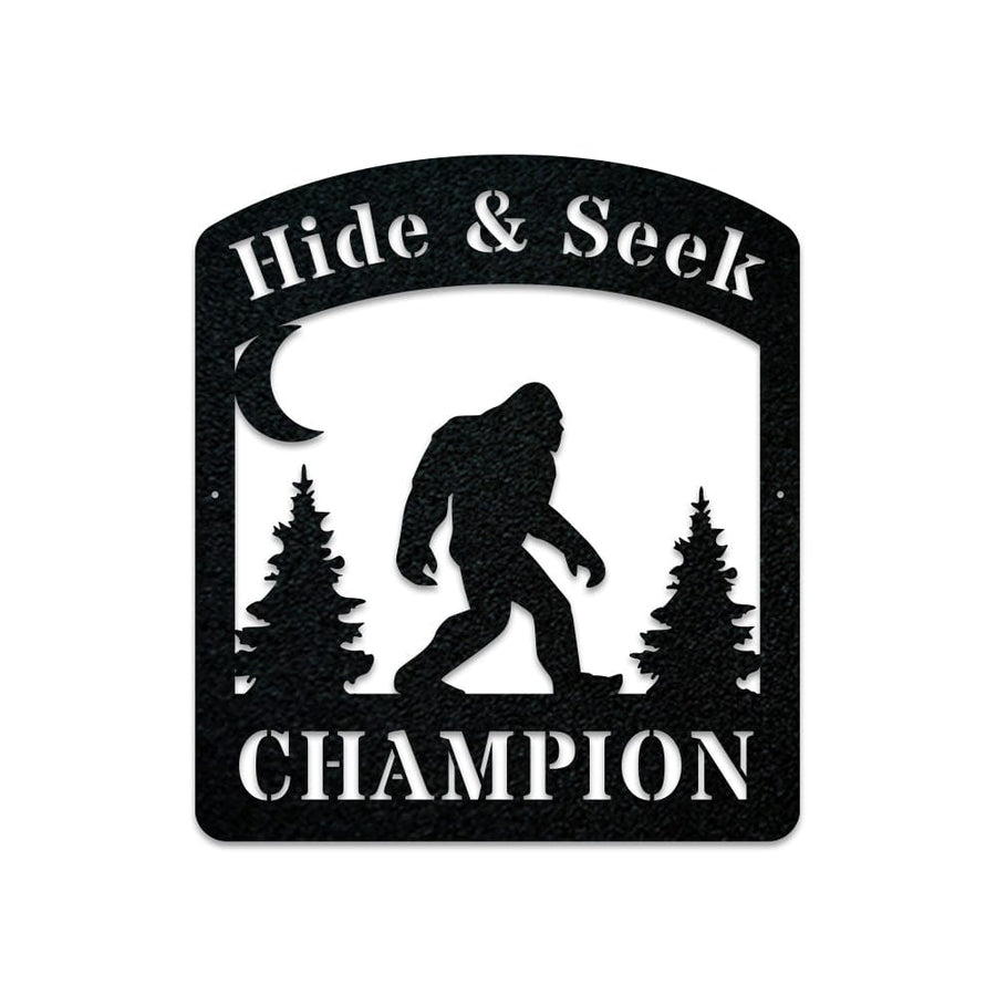 Bigfoot Hide & Seek Champion - Sasquatch Metal Sign