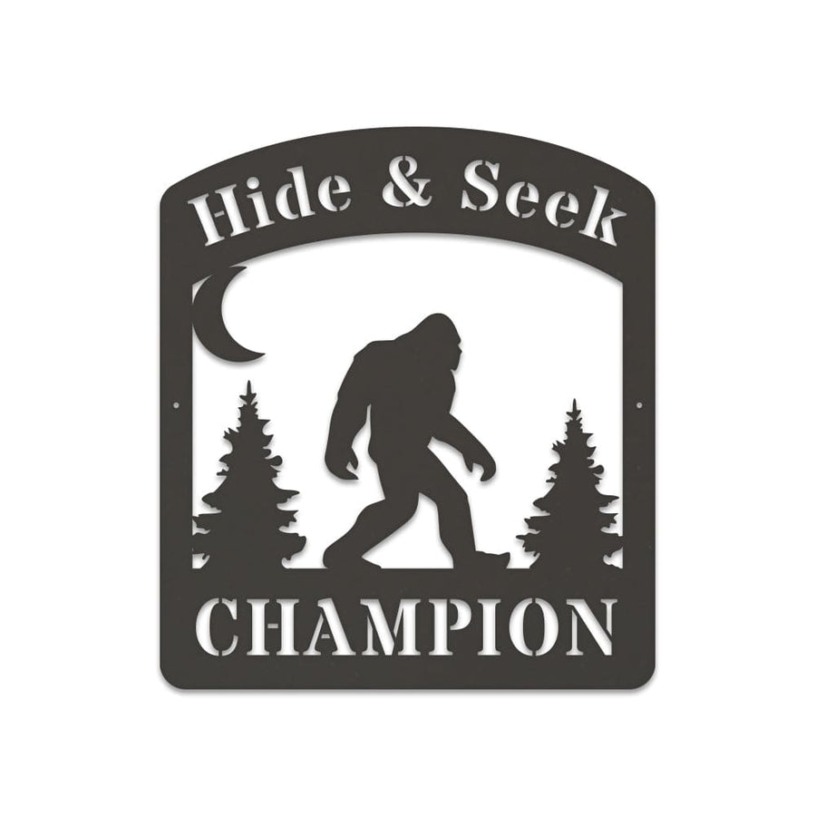 Bigfoot Hide & Seek Champion - Sasquatch Metal Sign