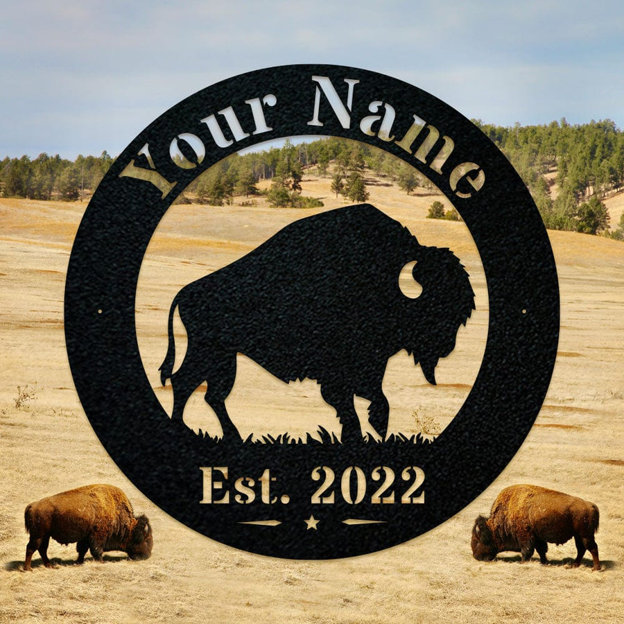 Bison Circle Monogram Sign