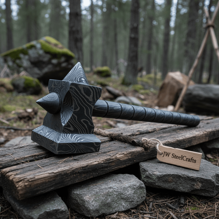 BLACKSMITH Custom Handmade - 12.Inches Beautiful Full Damascus Hammer MB-0024