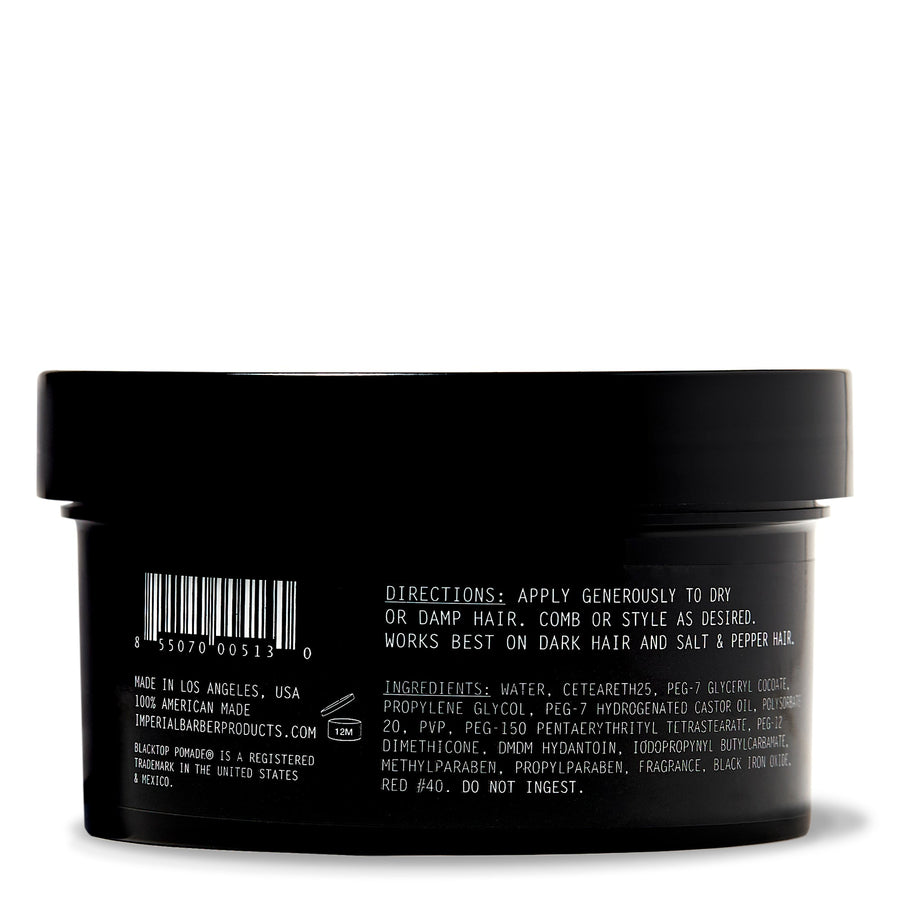 Blacktop Tinted Pomade — Blacktop Pomade jar, rear directions and ingredients