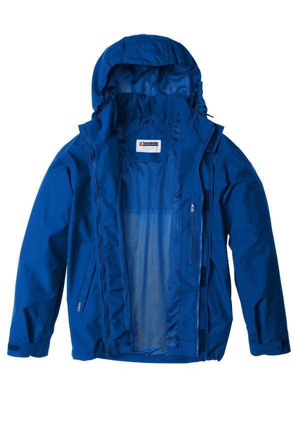 Blitz Waterproof Jacket: royal blue shell, open front and lining.
