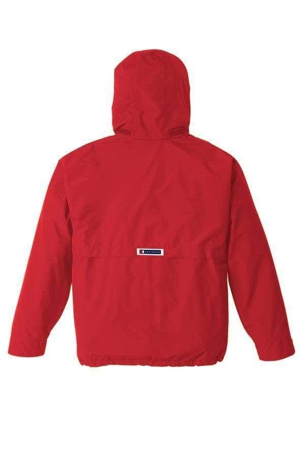 Blitz Waterproof Jacket: red shell, back view.