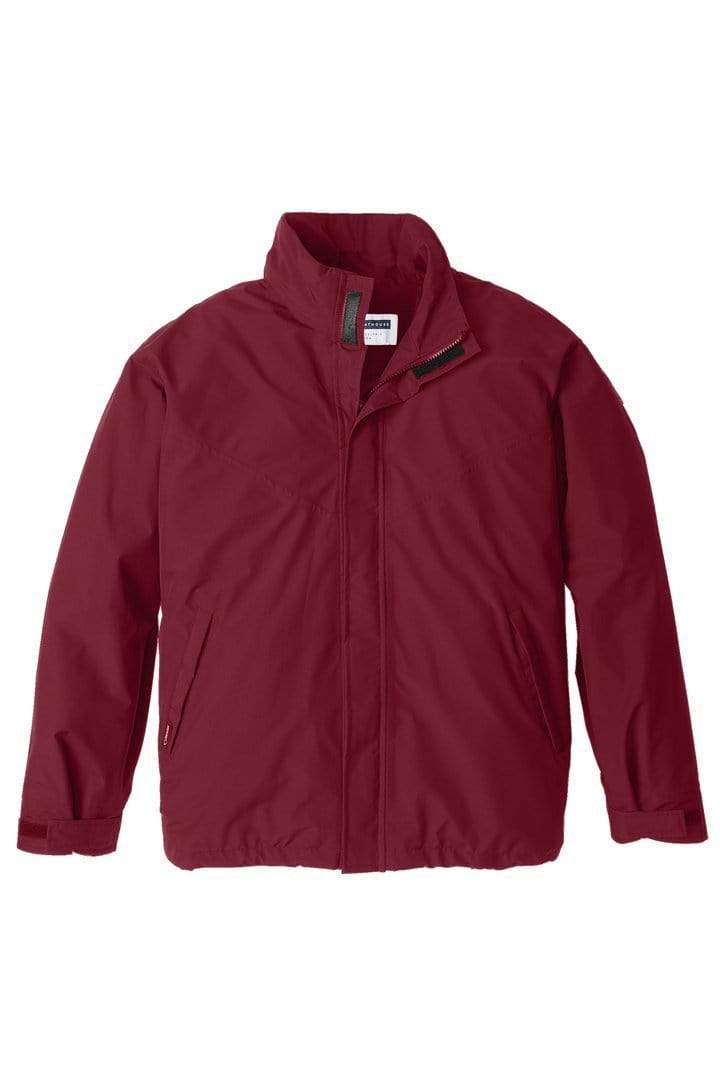 Blitz Waterproof Jacket: burgundy shell, front view.