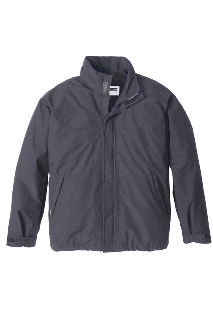 Blitz Waterproof Jacket: graphite shell, front view.