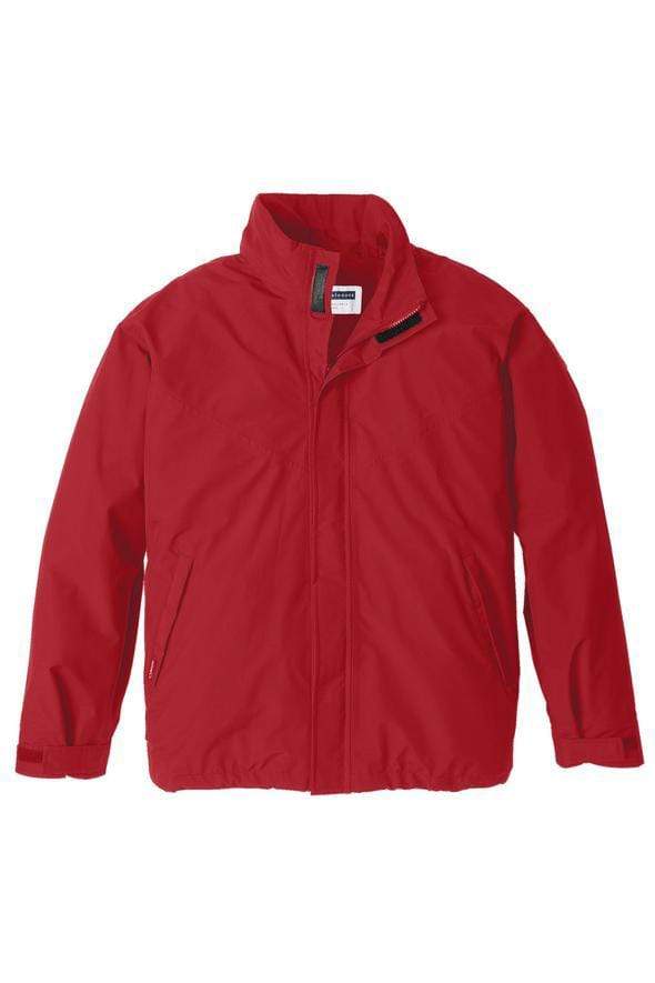 Blitz Waterproof Jacket: red shell, front view.