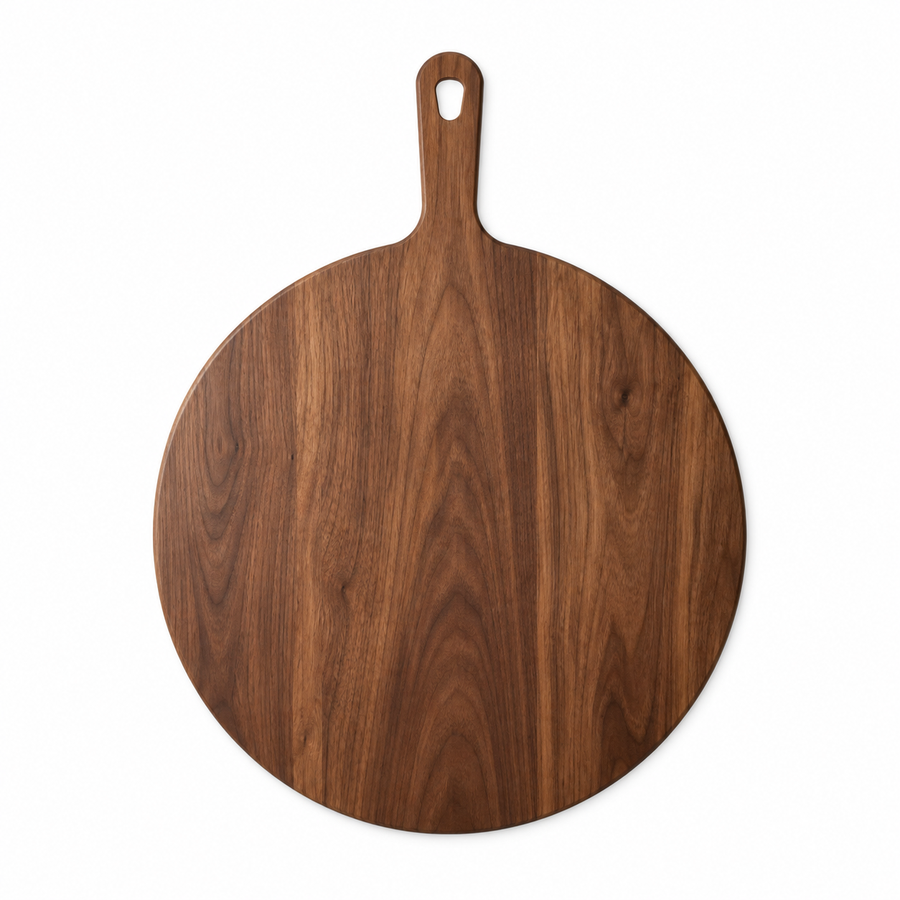 18" circle / 23.5" overall Walnut / No Groove / Paddle Handle - top view