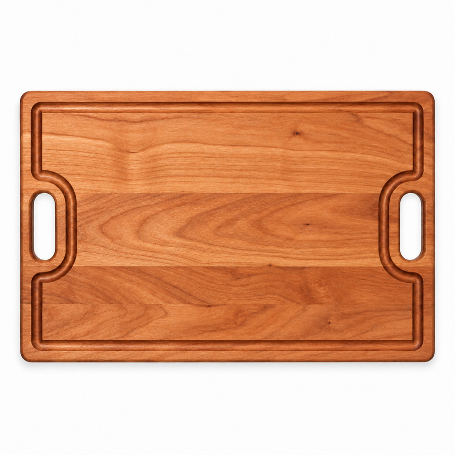 18 × 12 Cherry / Top Juice Groove / Cutout Handles - top view