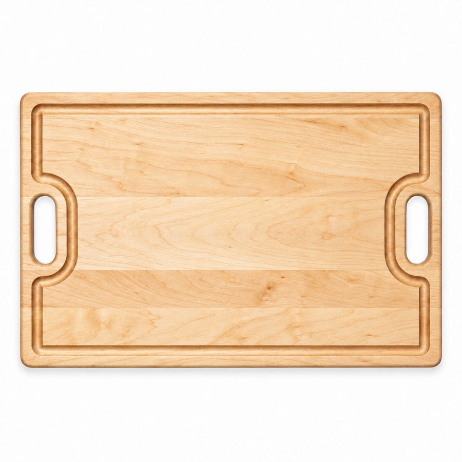 18 × 12 Maple / Top Juice Groove / Cutout Handles - top view