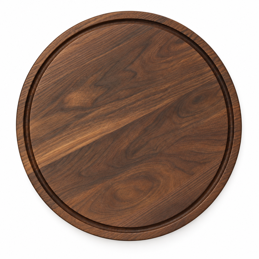 15-inch round Walnut / Juice Groove / No Handles - top view