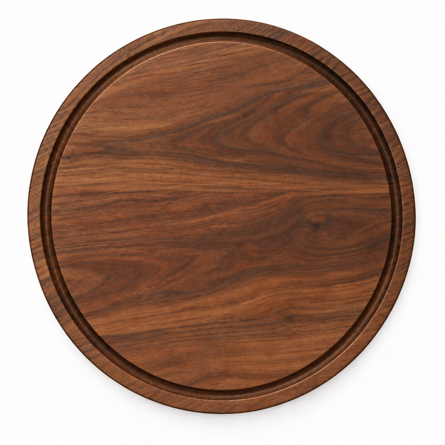 15-inch round Walnut / Juice Groove / No Handles - top view