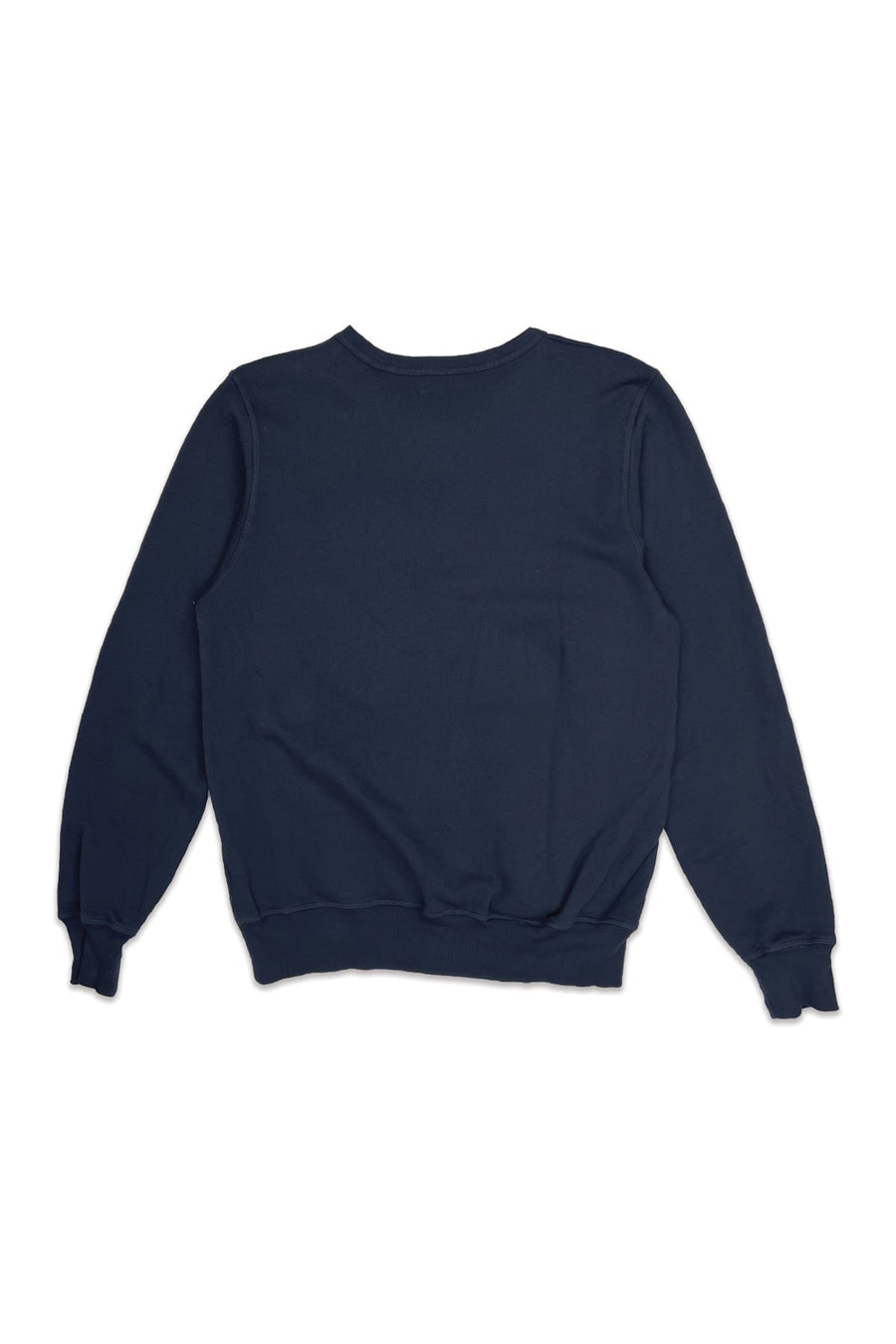 Oars Felt Crewneck Sweatshirt: navy sweatshirt, back view.