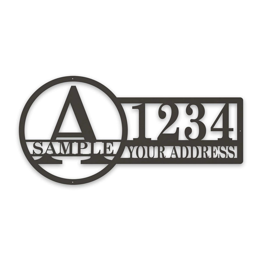 Bold Roman Split Letter Address Metal Sign