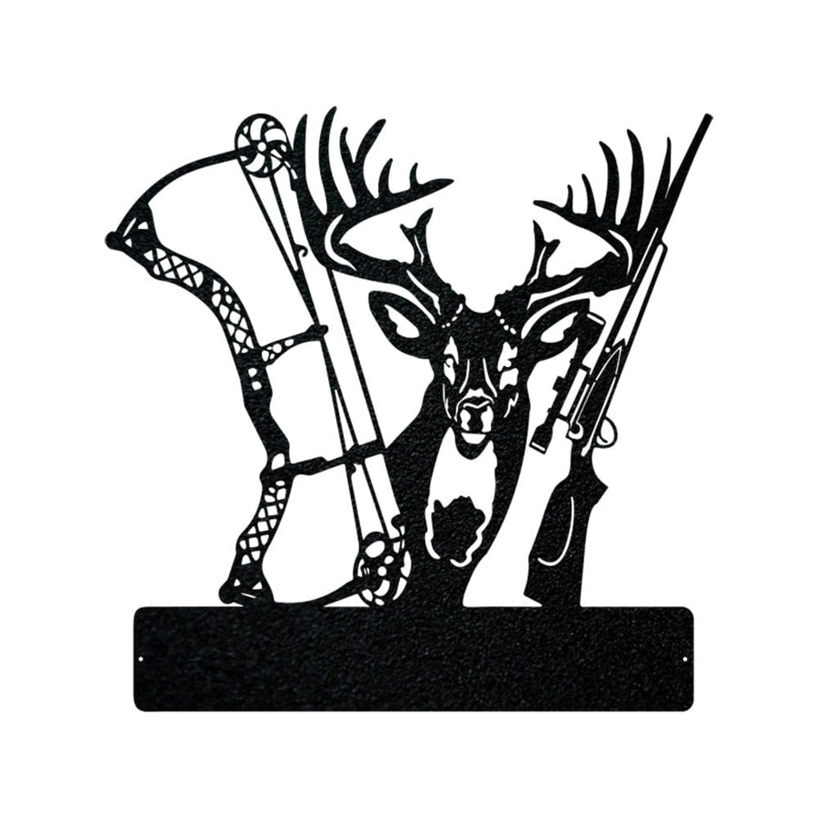 Metal Hunting Sign - Rustic Born to Hunt Monogram With Buck Silhouette