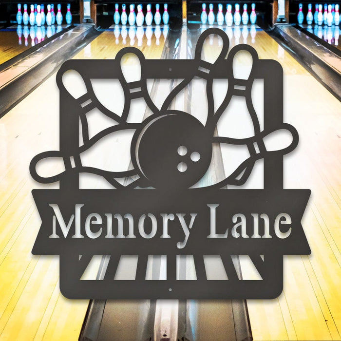 Bowling Monogram Metal Sign