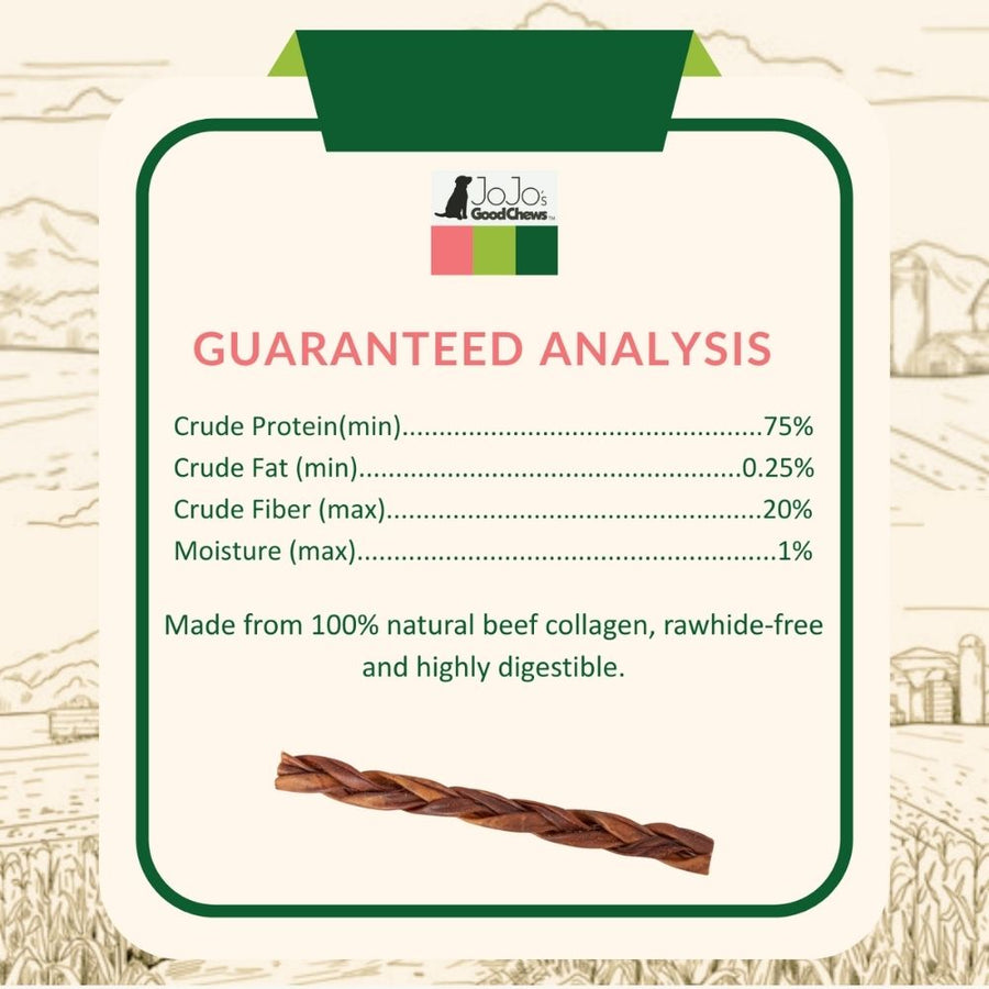 All-Natural Braided Collagen Stick Dog Treats, Supports Joint, Skin & Coat Health – 12-Inch Standard (25/Case)