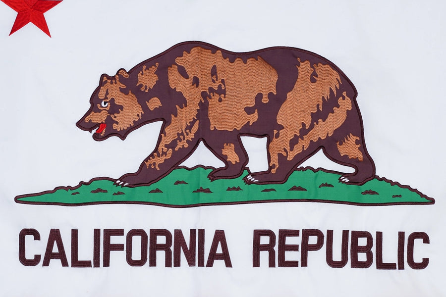 California State Flag design and stitching in close-up