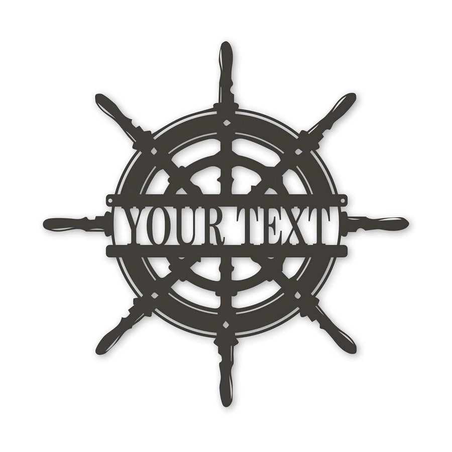 Captain's Wheel Personalized Monogram Metal Sign