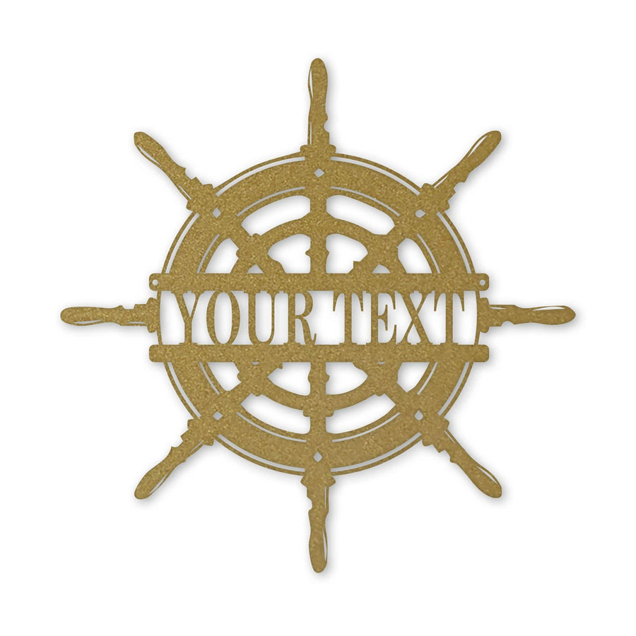Captain's Wheel Personalized Monogram Metal Sign