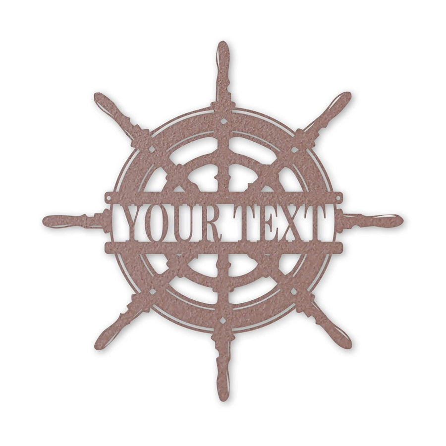 Captain's Wheel Personalized Monogram Metal Sign
