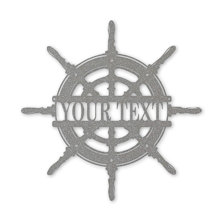 Captain's Wheel Personalized Monogram Metal Sign
