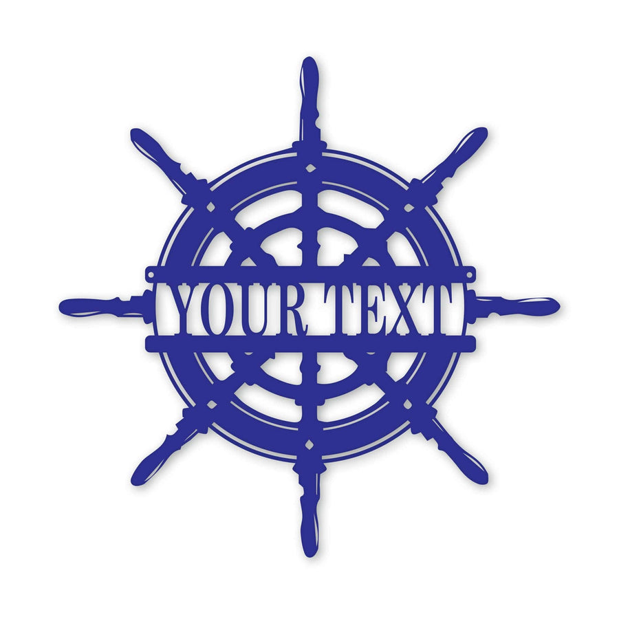 Captain's Wheel Personalized Monogram Metal Sign