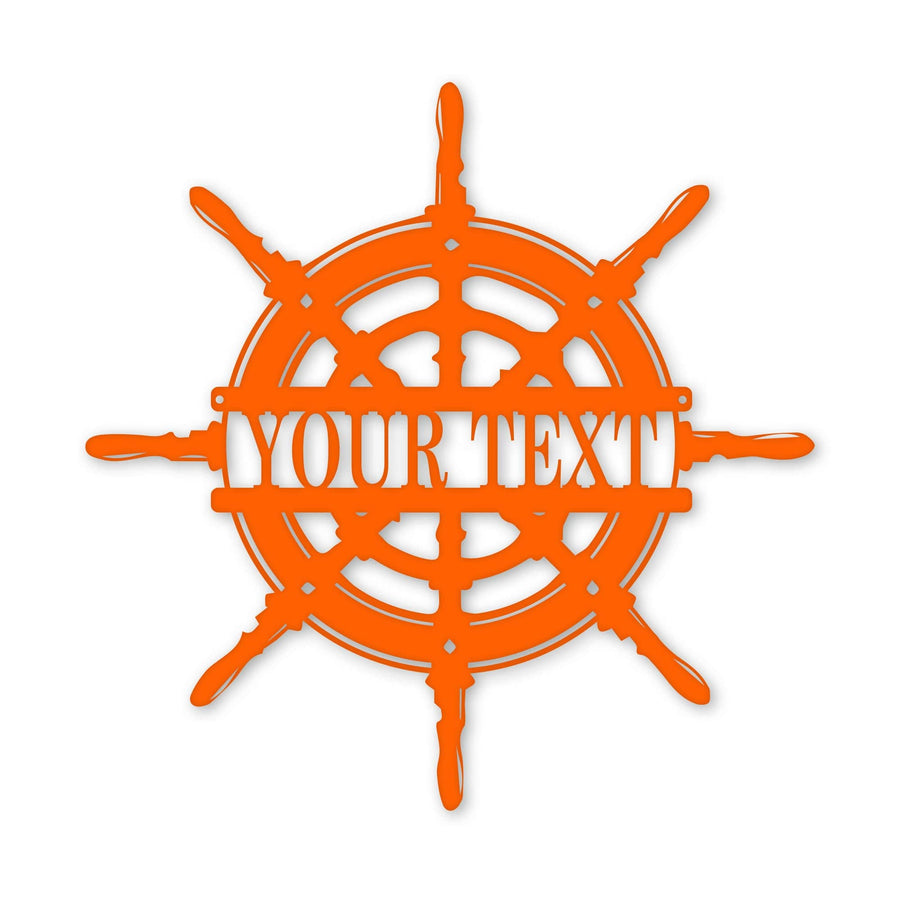 Captain's Wheel Personalized Monogram Metal Sign