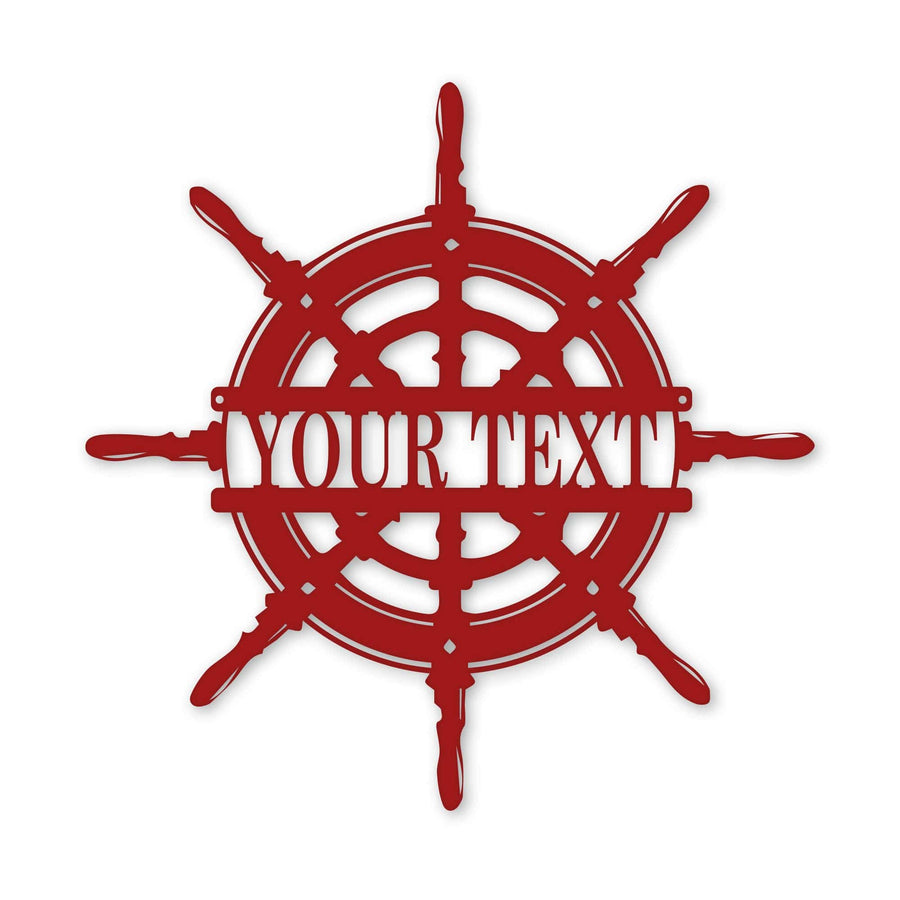 Captain's Wheel Personalized Monogram Metal Sign