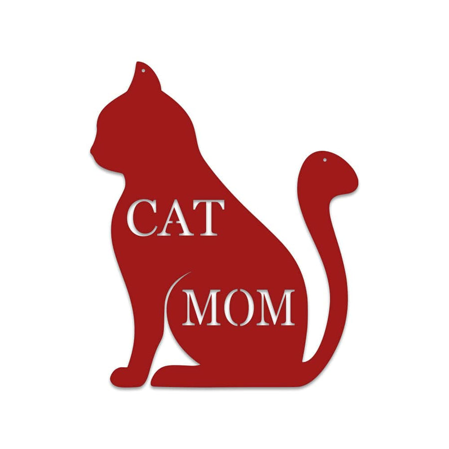 Metal Cat Decor - Cat Mom Sign | Feline Home Decor & Cat Wall Art Gift
