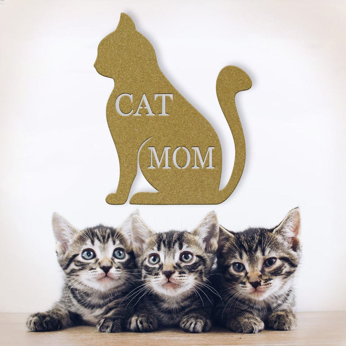 Metal Cat Decor - Cat Mom Sign | Feline Home Decor & Cat Wall Art Gift