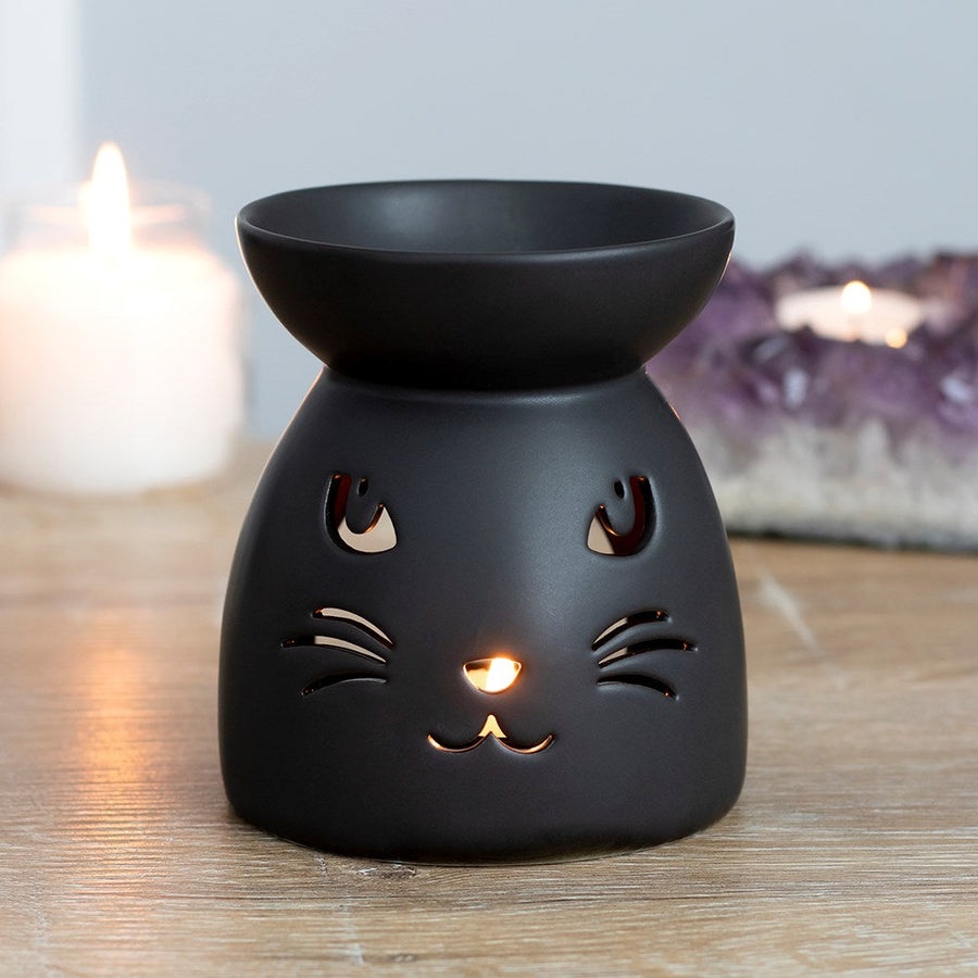 Gothic Black Cat Cut Out Oil Burner and Wax Warmer