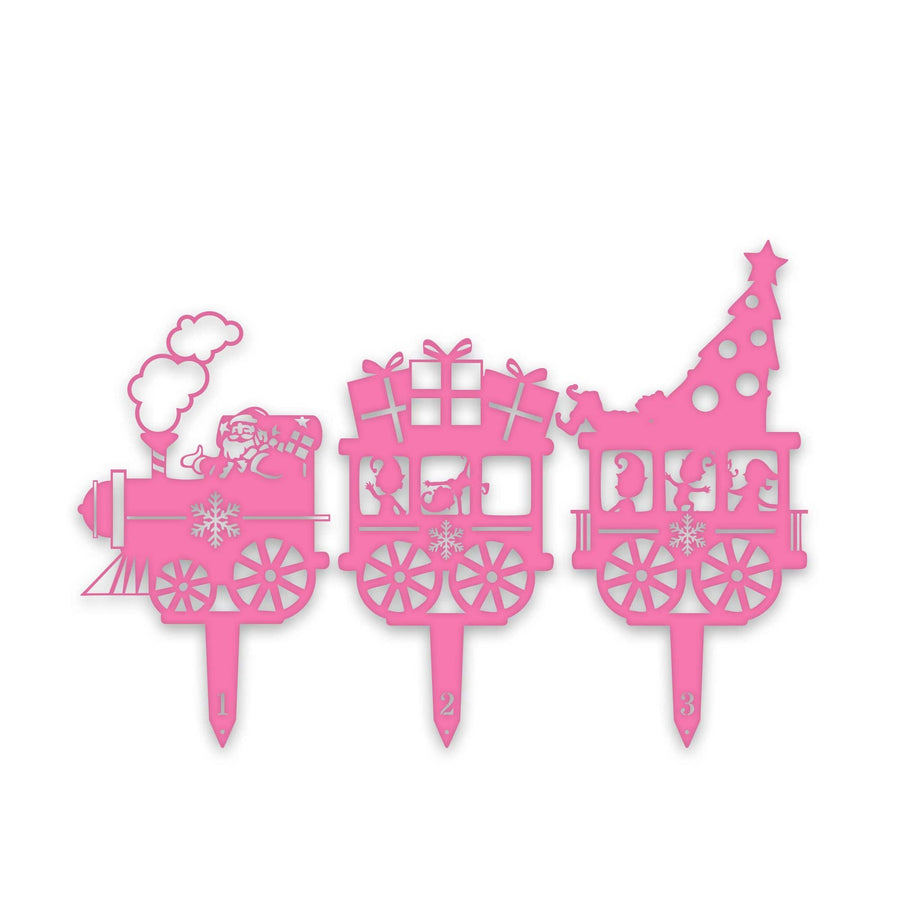 Christmas Train Yard Stakes - Set of 3
