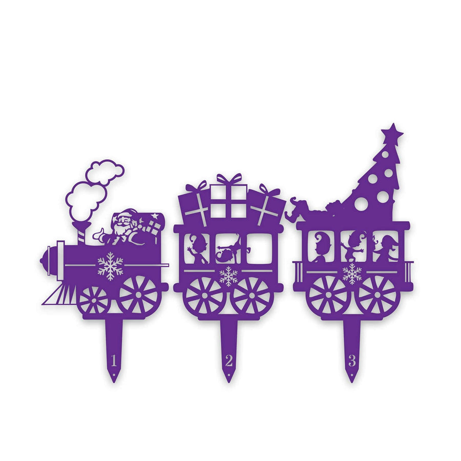 Christmas Train Yard Stakes - Set of 3