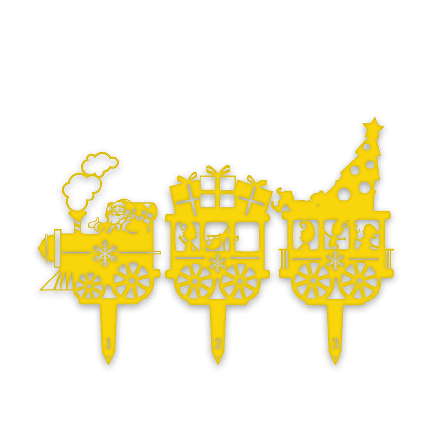 Christmas Train Yard Stakes - Set of 3