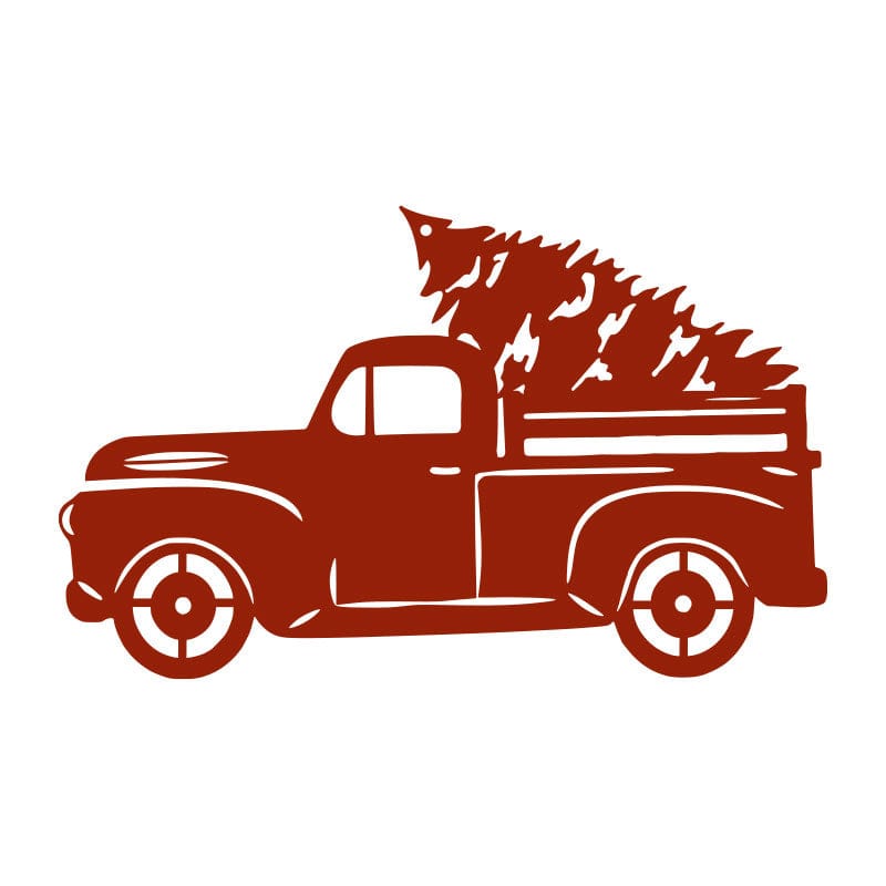 Christmas Tree Truck - Rustic Metal Wall Art | Powder Coated Outdoor Holiday Decor