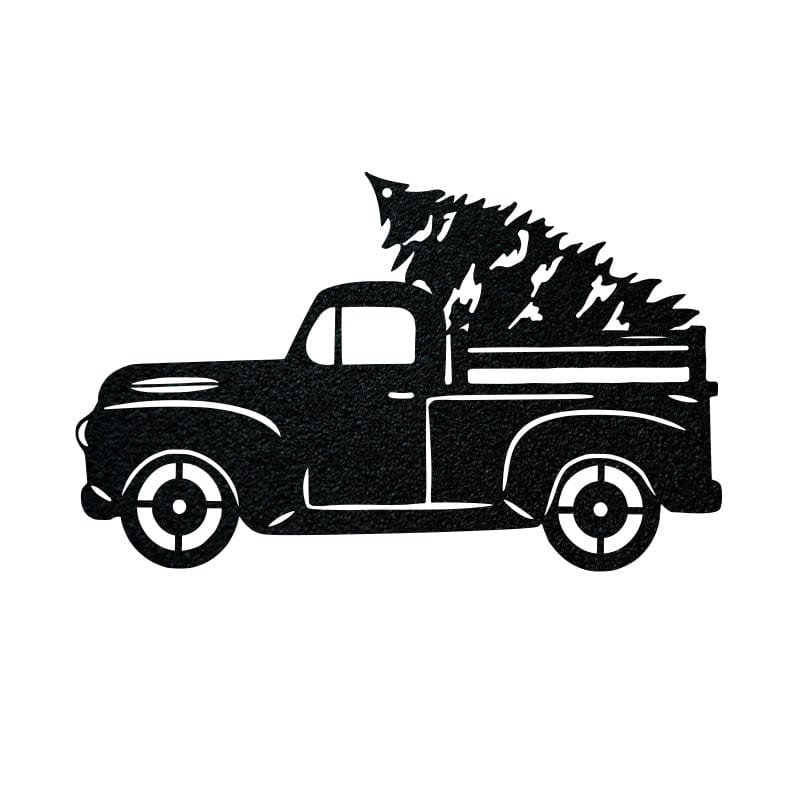 Christmas Tree Truck - Rustic Metal Wall Art | Powder Coated Outdoor Holiday Decor