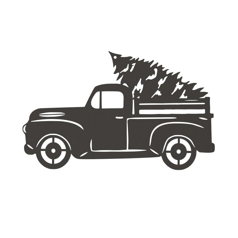 Christmas Tree Truck - Rustic Metal Wall Art | Powder Coated Outdoor Holiday Decor