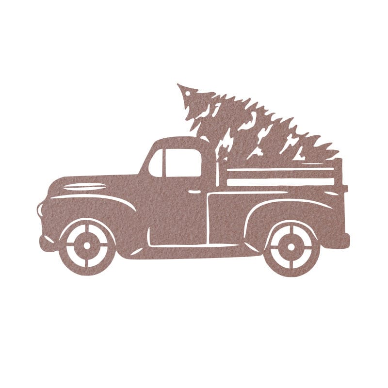 Christmas Tree Truck - Rustic Metal Wall Art | Powder Coated Outdoor Holiday Decor
