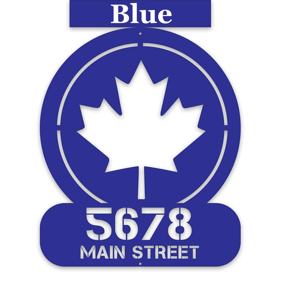 Circle Maple Leaf Address Personalized Metal Sign