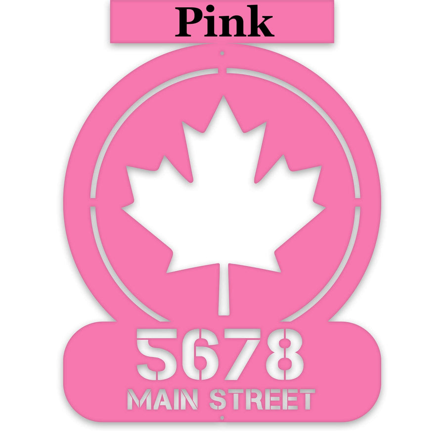 Circle Maple Leaf Address Personalized Metal Sign