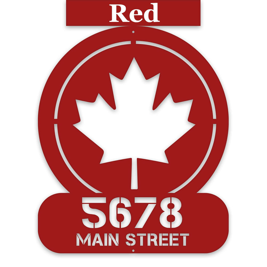 Circle Maple Leaf Address Personalized Metal Sign