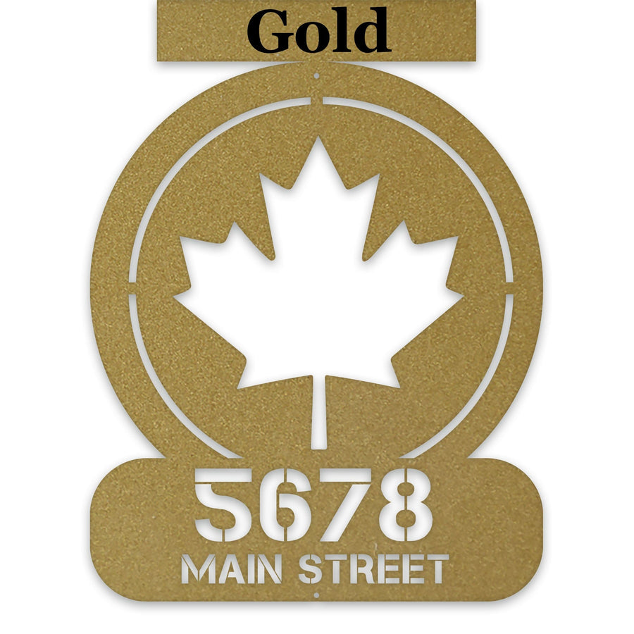 Circle Maple Leaf Address Personalized Metal Sign
