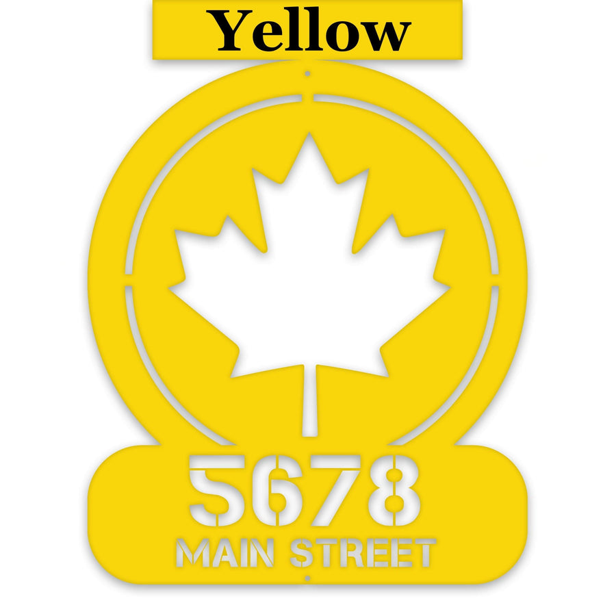 Circle Maple Leaf Address Personalized Metal Sign